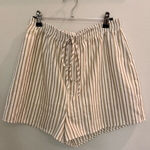 miami Striped Drawstring Shorts - Cream & Tan